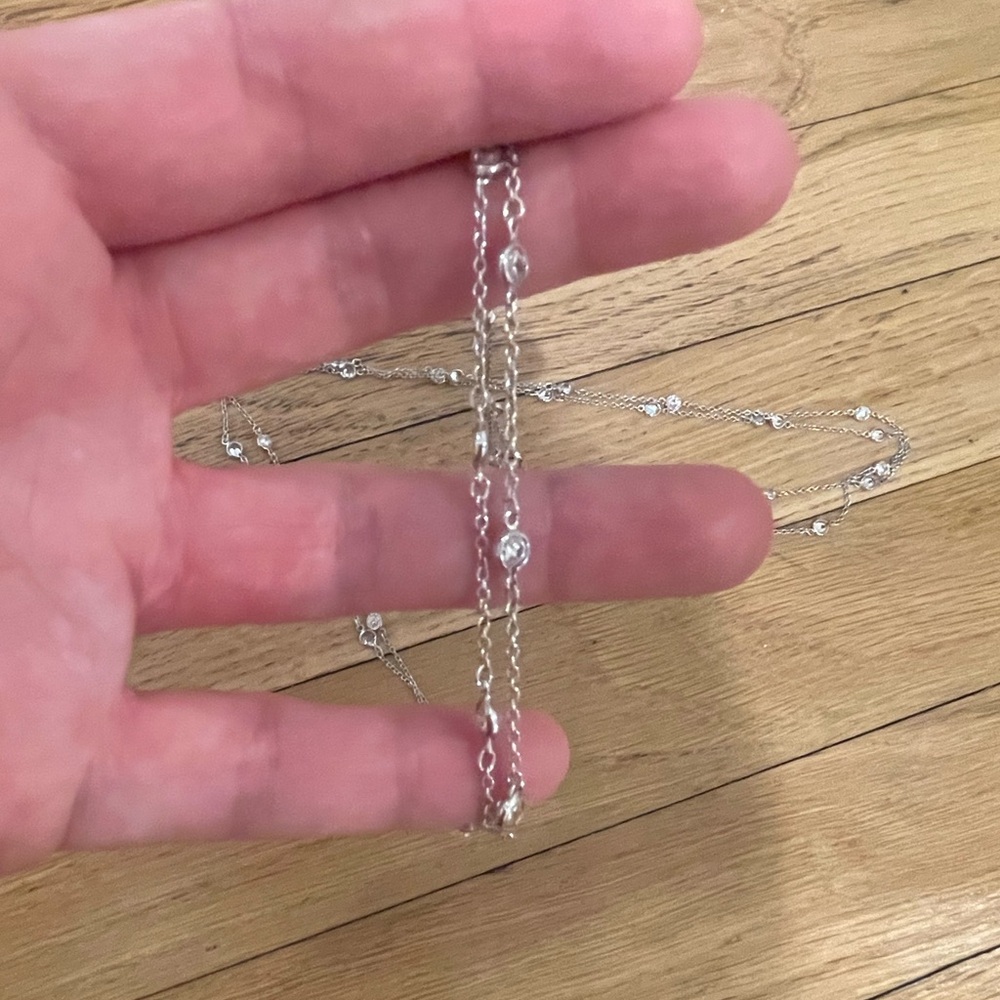 Silver and Cubic Circonia Lanyard Necklace